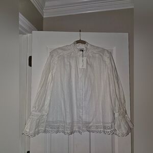 Oscar De La Renta Elegant White Eyelet Blouse Size 12Y